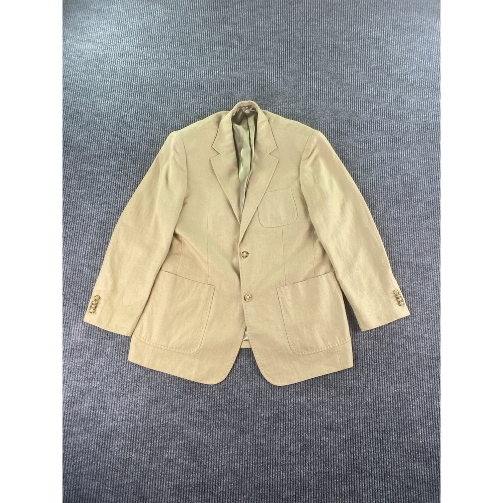 Vintage Marconi Blazer 42 R Beige Linen Wool Hopsack Summer Premium Designer